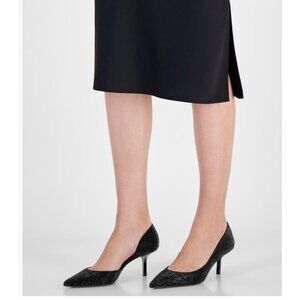 INC Women Black Rhinestone-Embellished Pointed-Toe Heels Size 9.5